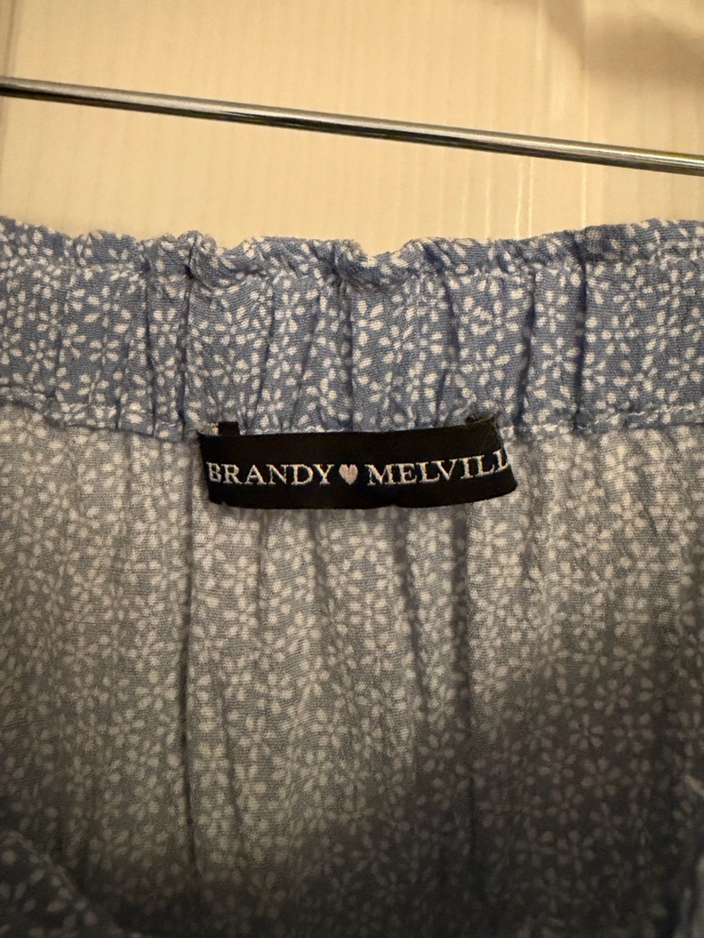 Brandy Melville Light Blue Floral Tiered Mini Skirt with Drawstring - Picture 2 of 2